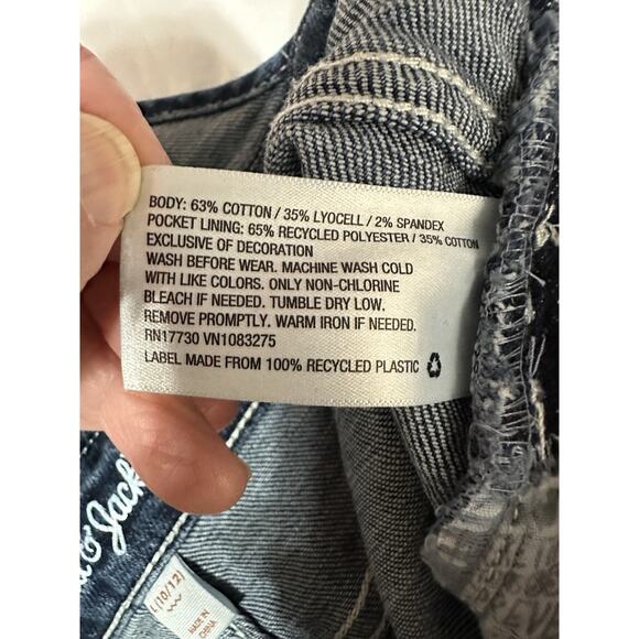 Cat & Jack Girls Distressed Blue Stretch Denim Bib Overalls Large 10-12 Unicorn - Picture 16 of 16